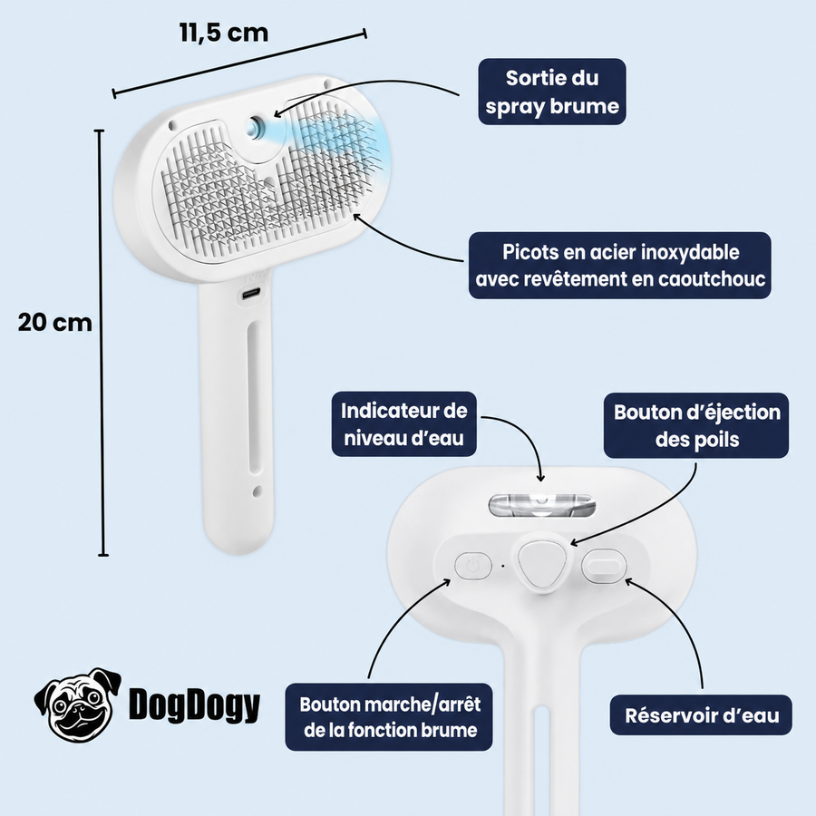 DogDogy™ Steami Pro - Brosse de toilettage professionnelle