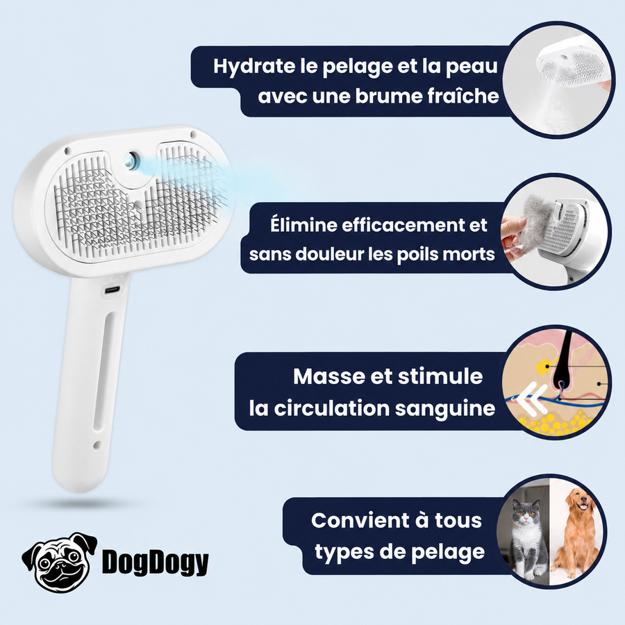 DogDogy™ Steami Pro - Brosse de toilettage professionnelle
